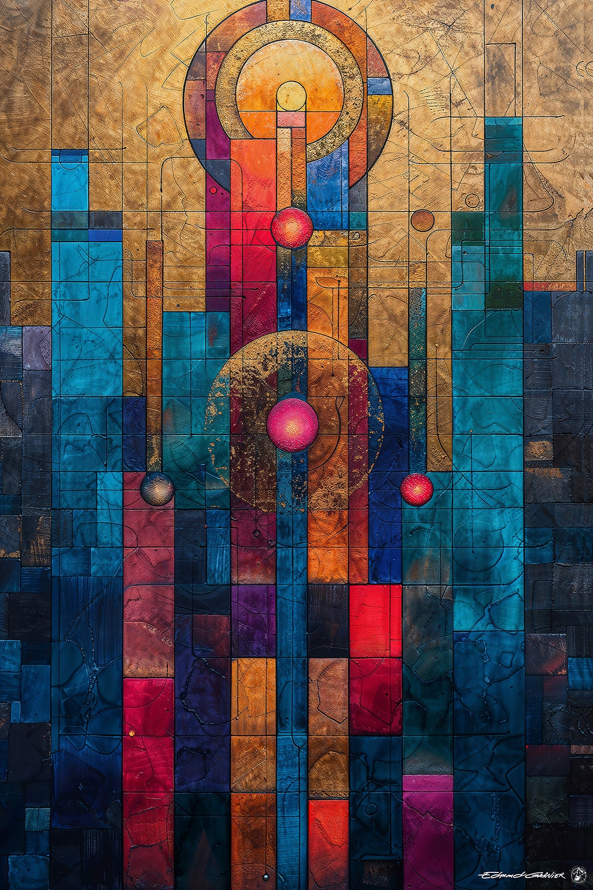 Atlantide – Peinture futuriste introspective par Edmond Garnier