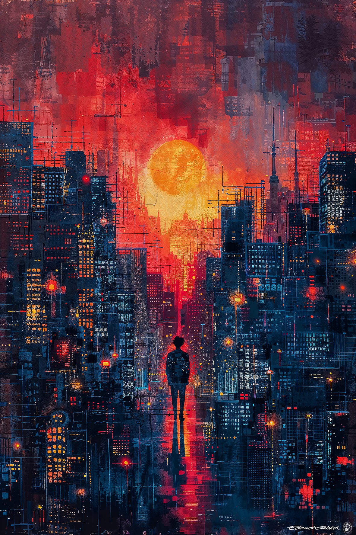 Shambhala – Peinture futuriste introspective par Edmond Garnier