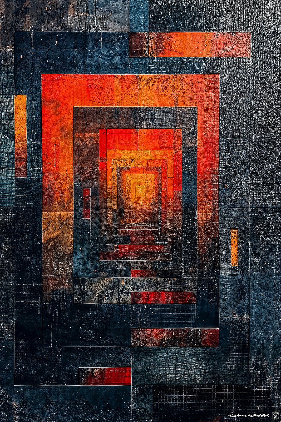 Stonehenge – Peinture futuriste introspective par Edmond Garnier