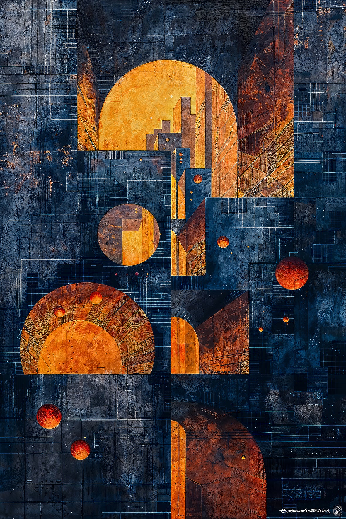 Uruk – Peinture futuriste introspective par Edmond Garnier