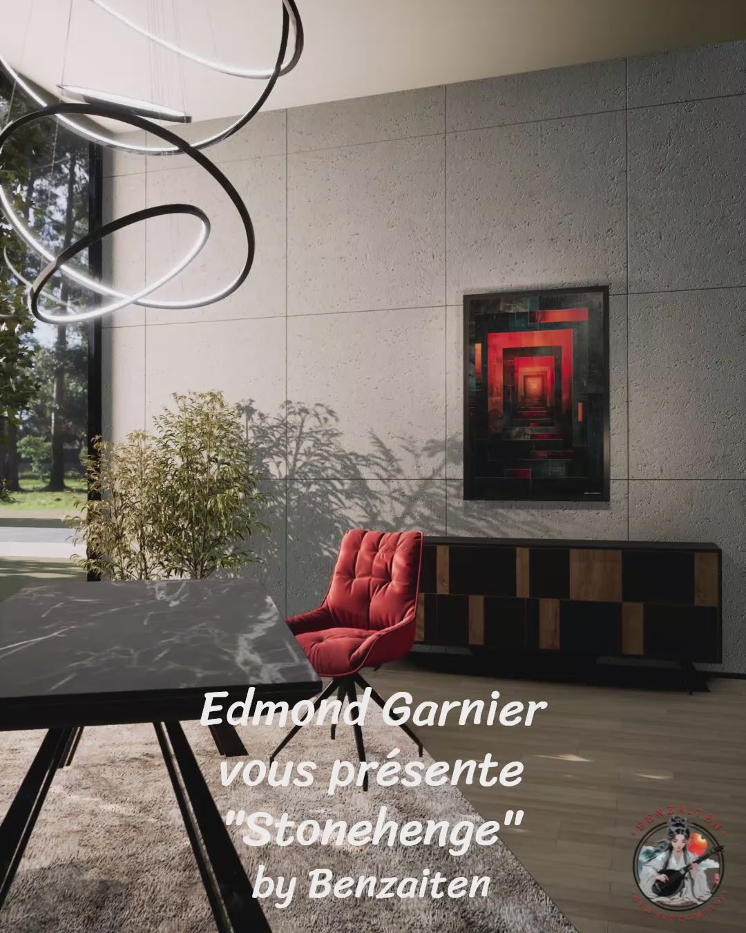 Stonehenge – Peinture futuriste introspective par Edmond Garnier